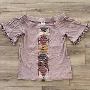 Boho Mauve Off-Shoulder Top